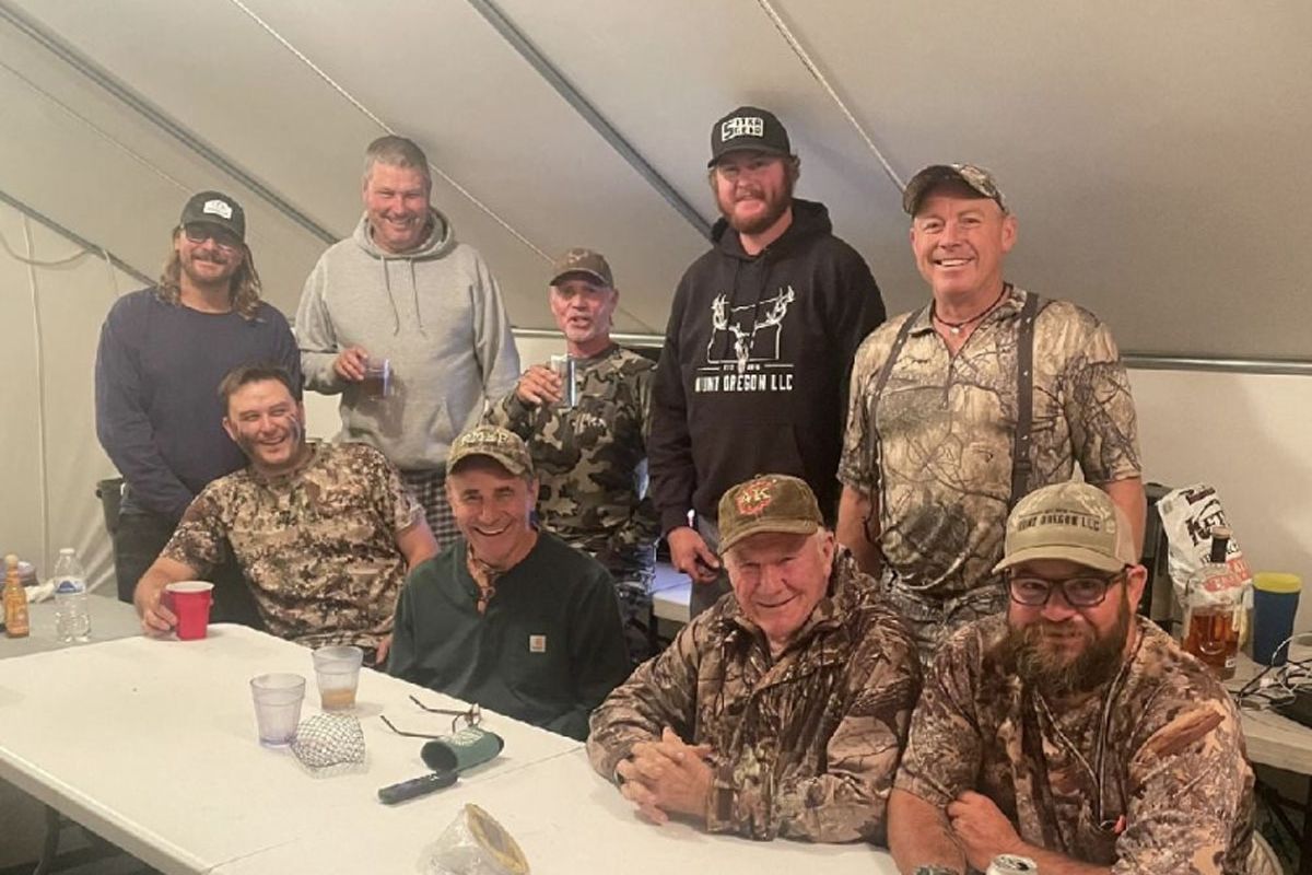 Hunting party gathered at camp